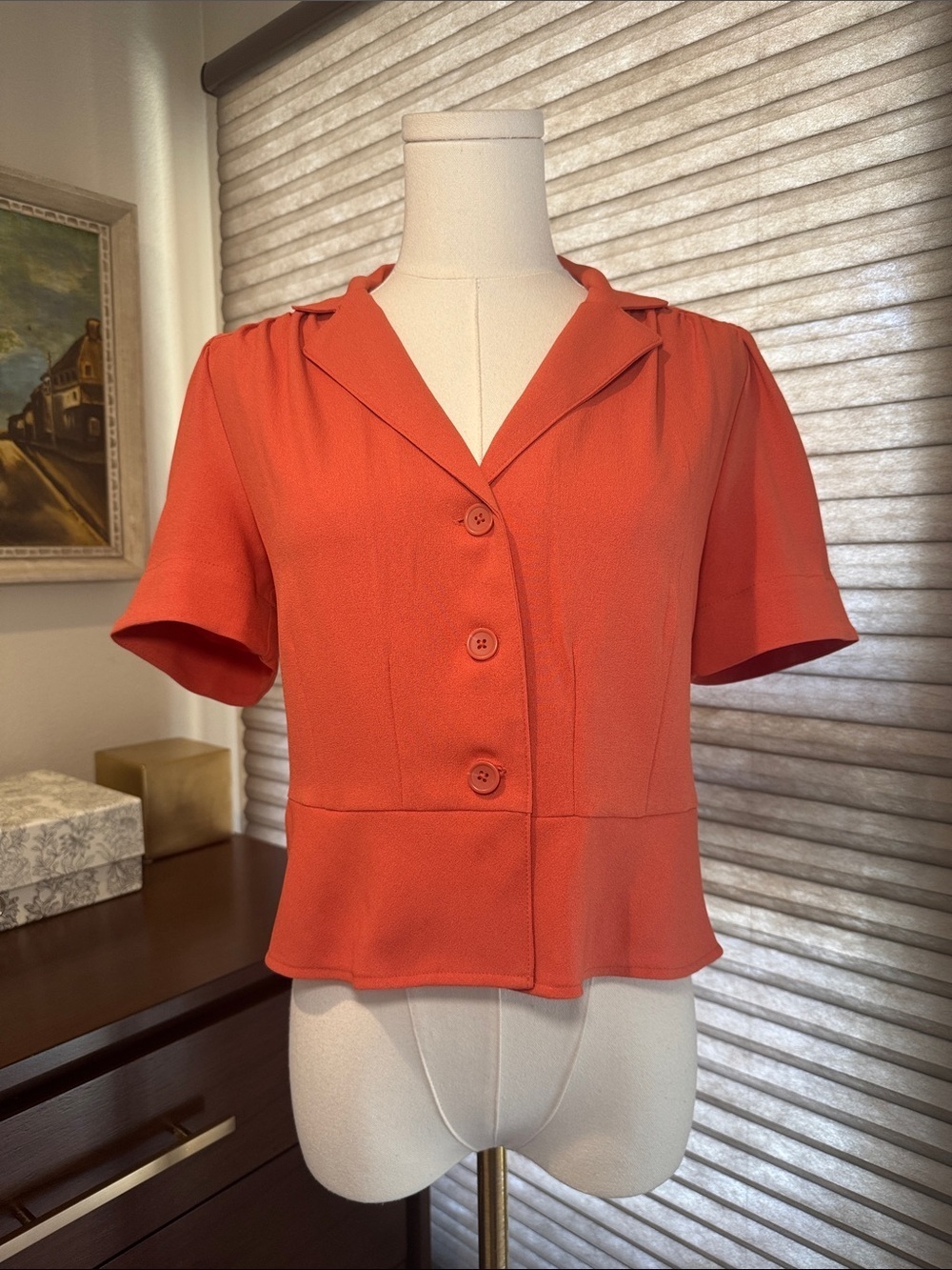 Women's LC Lauren Conrad Peplum Blouse in Rose Sienna. Size Small